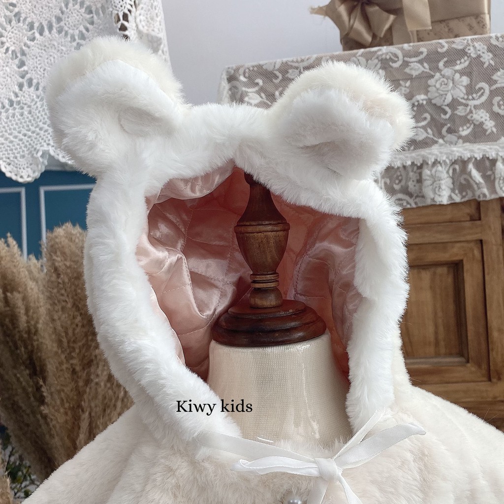 Áo khoác lông mềm KIWY KIDS43 đính quả cherry cho bé 8-18kg