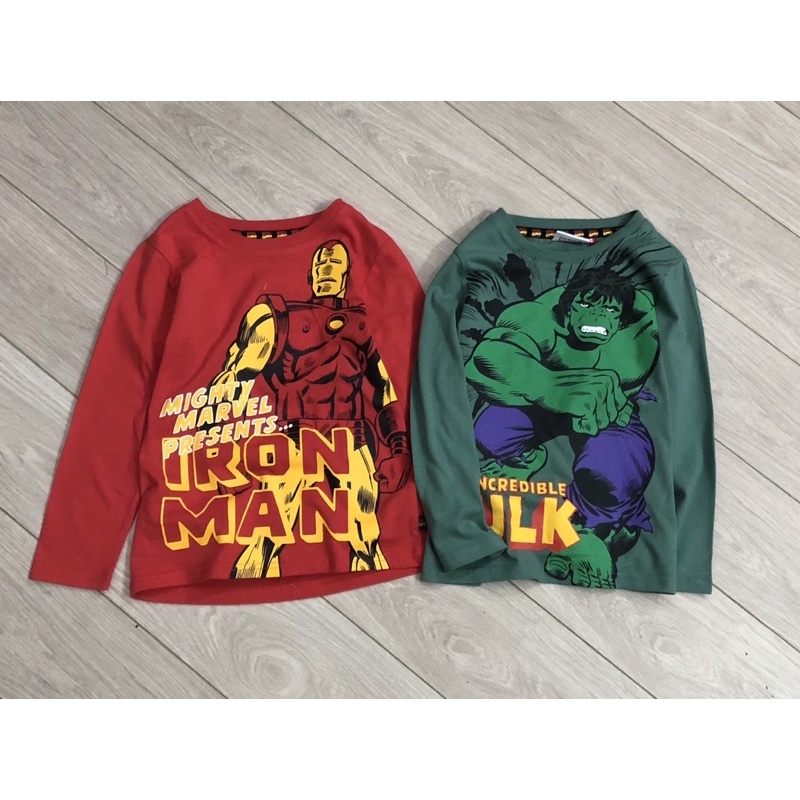 Áo cotton dài tay siêu nhân Marvel cho bé trai 10-38kg