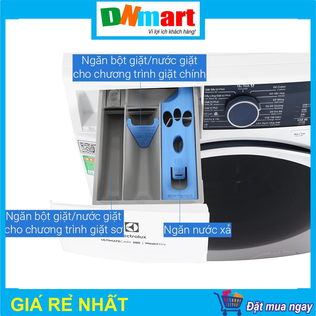 Máy giặt + sấy Electrolux EWW9024P5WB cửa trước 9kg giặt 6kg sấy