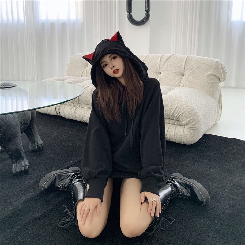 Áo hoodie tai mèo tay dài thời trang xinh xắn | BigBuy360 - bigbuy360.vn