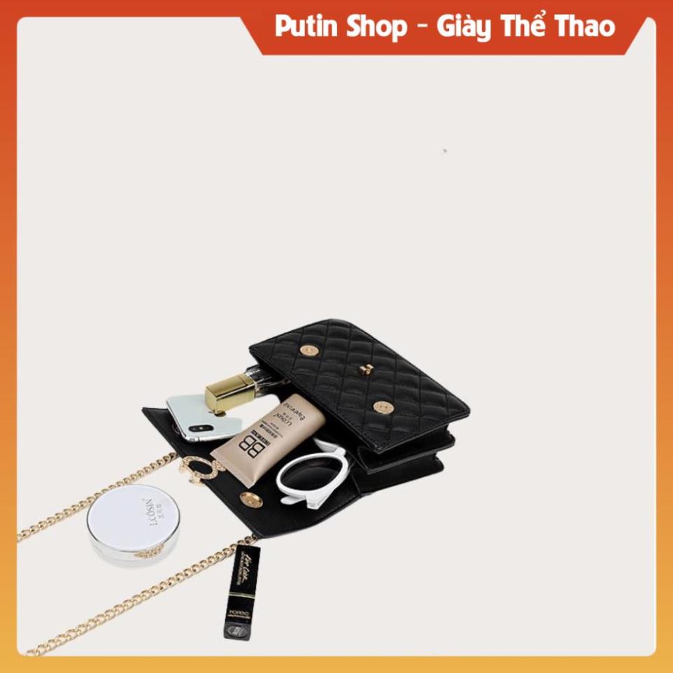 Túi xách nữ đeo chéo thiết kế ô trám nắp gập xịn, Túi sách thời trang đi làm đi chơi các mầu trắng đen