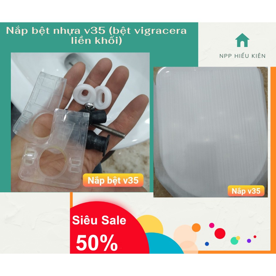 NẮP BỆT NHỰA, NẮP BỒN CẦU RƠI ÊM VIGlACERA V35 (CHÍNH HÃNG)