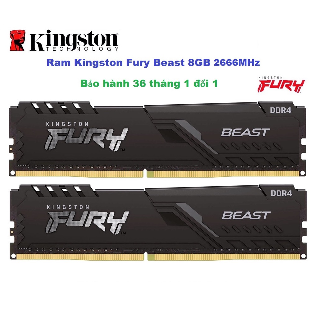 Ram PC Kingston Fury Beast 8GB DDR4 2666MHz KF426C16BB/8