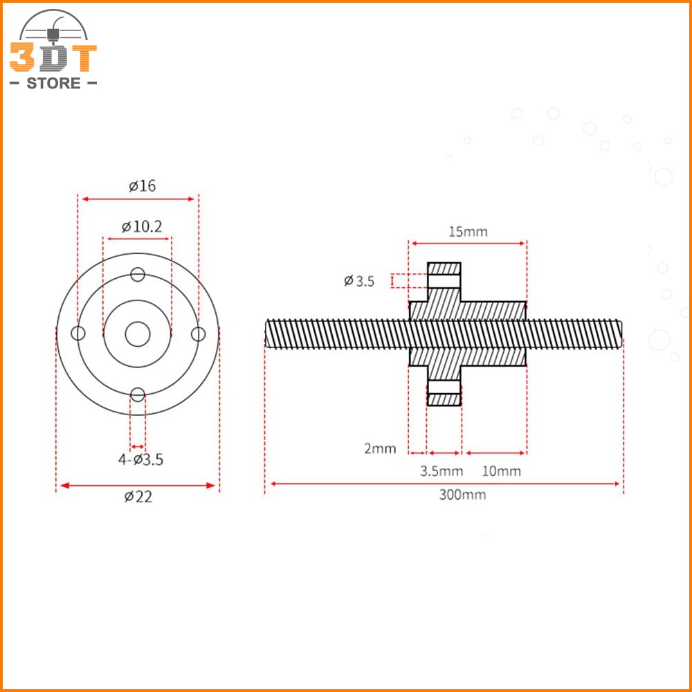 Đai ốc cho vitme T8 POM