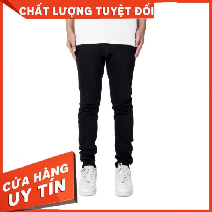 Quần jean nam streetwear cao cấp FNOS màu đen trơn form slimfit jean thun co giãn - Hàng nhập khẩu