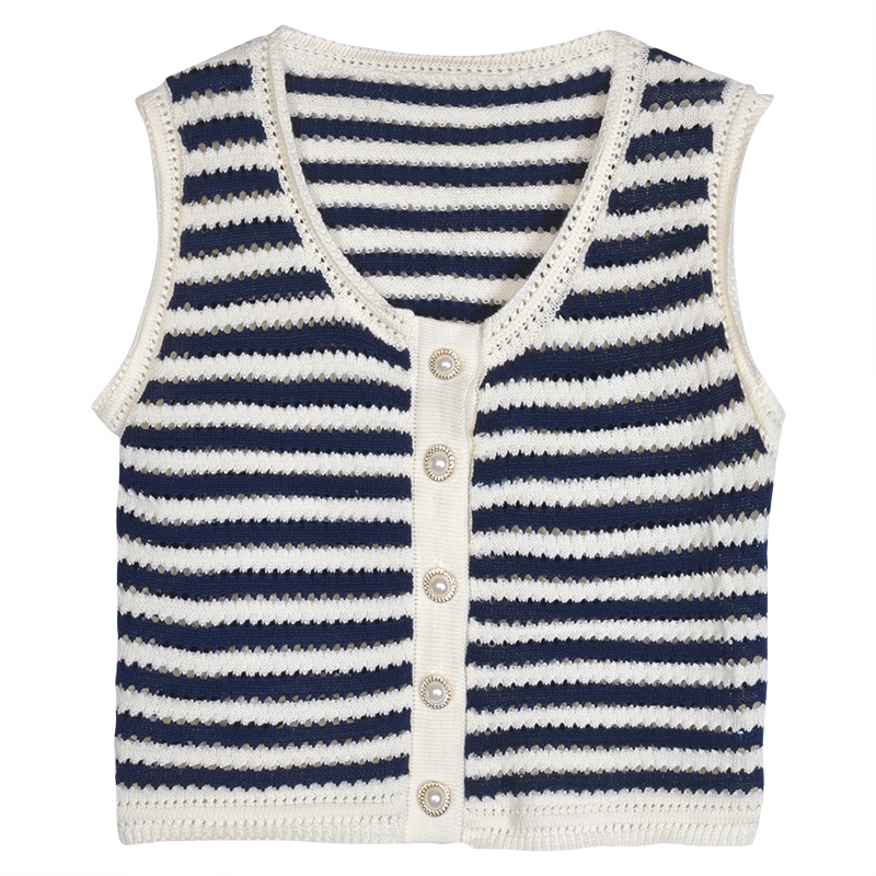 Áo dệt kim dệt kim vest rỗng dây áo vest rộng tay không tay nữ hàng đầu thời trang nữ vest