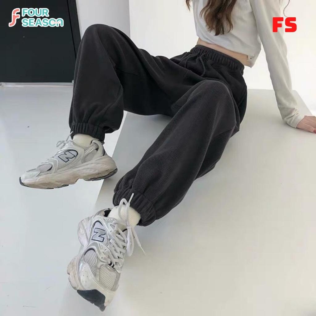 Quần jogger nỉ ulzzang unisex BN01 4S ống boom basic thun trơn cạp chun dáng rộng rẻ đẹp
