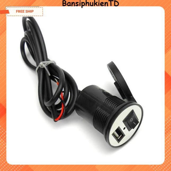 Bộ sạc điện thoại trên xe máy chống nước có công tắc tiêu chuẩn cd 3104