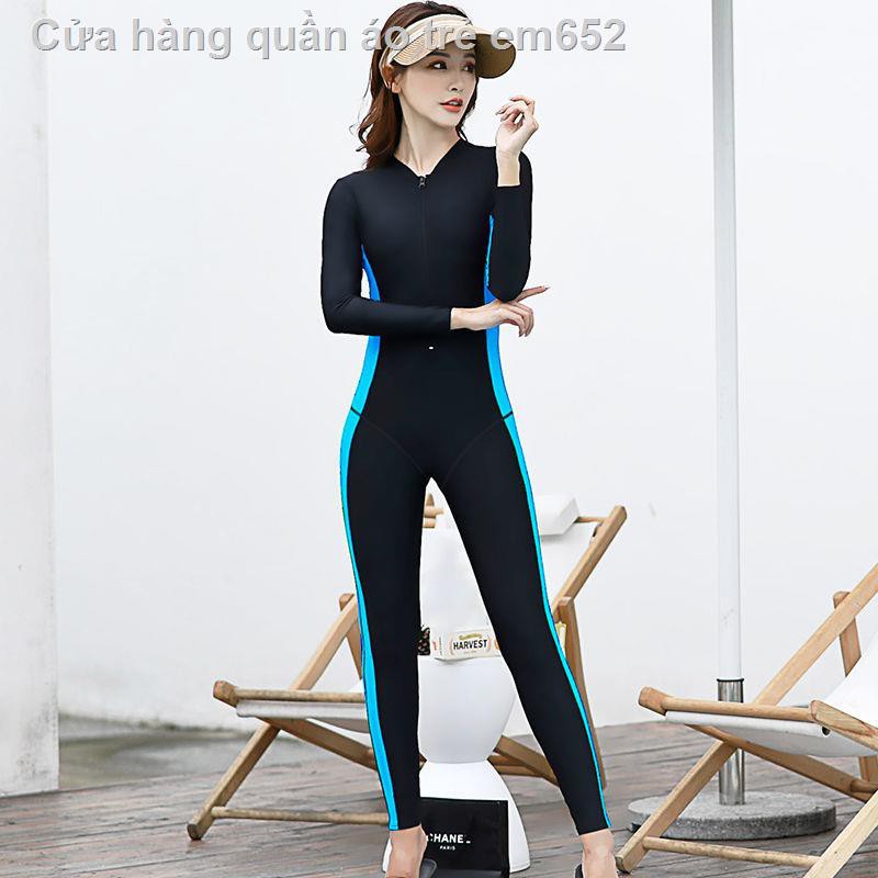Áo tắm một mảnh Hàn Quốc nữ bảo thủ cỡ lớn áo tắm suối nước nóng quần dài tay chống nắng bộ đồ lặn thể thao chuyên nghiệ