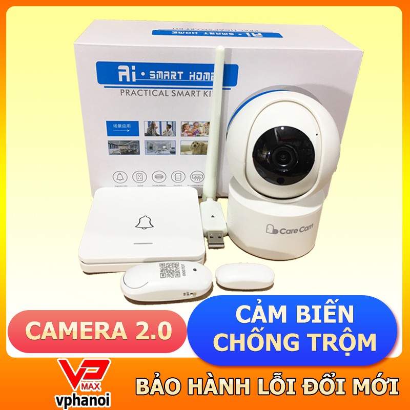Bộ Camera CareCam 2.0Mp + cảm biến chống trộm có chuông báoo