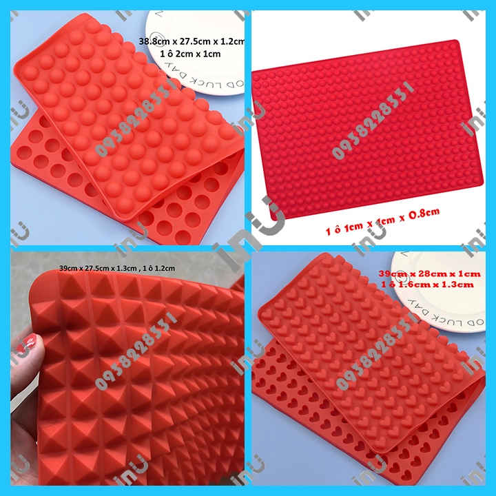 Khuôn silicon mẫu tim, nửa tròn, hoạt hình làm kẹo dẻo, đổ socola, làm thạch rau câu bán trà sữa BSI