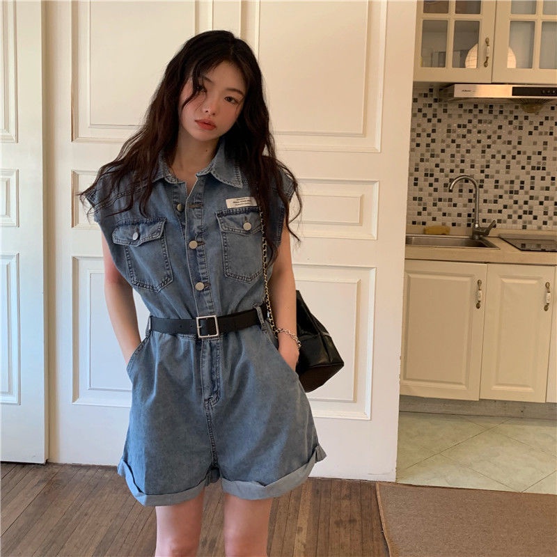 Bán Chạy!F &amp; X Jumpsuit Denim Mùa Hè Dáng Rộng Phong Cách Cổ Điển Hợp Thời Trang Cho Nữ