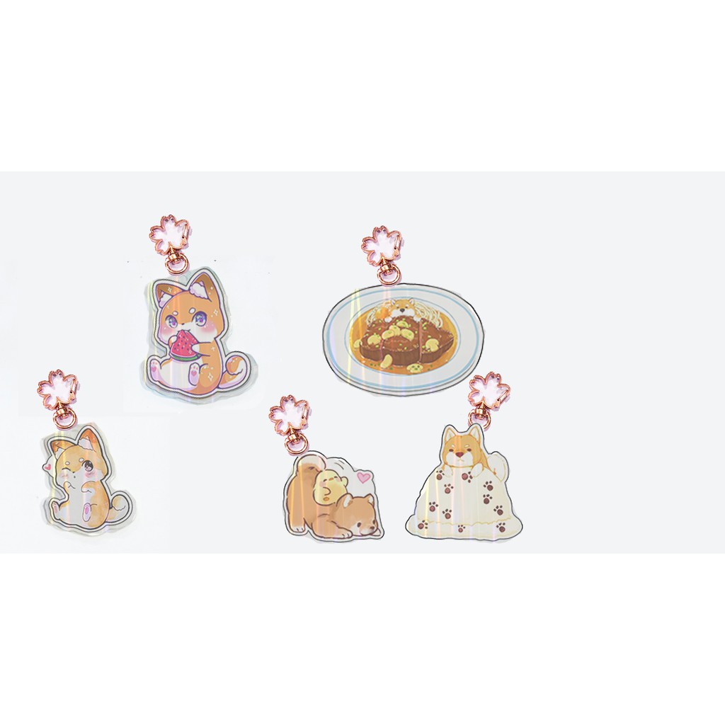 Móc chìa khoá shiba mica hologram  MKMH22 cute dễ thương hoạt hình thần tượng