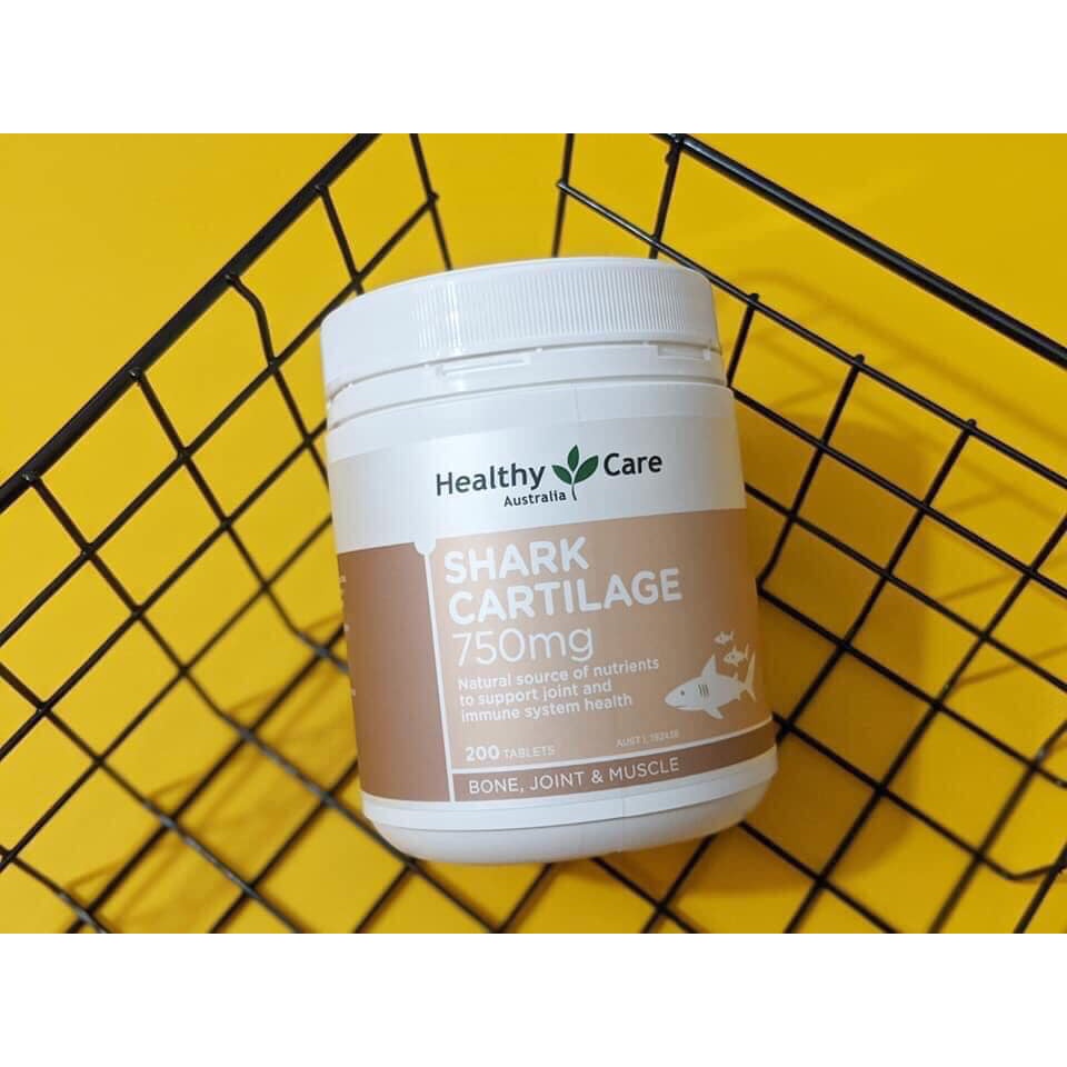 [Hàng chuẩn Úc] Viên uống sụn vi cá mập Healthy Care shark cartilage 750mg 200 viên bổ xương khớp của Úc