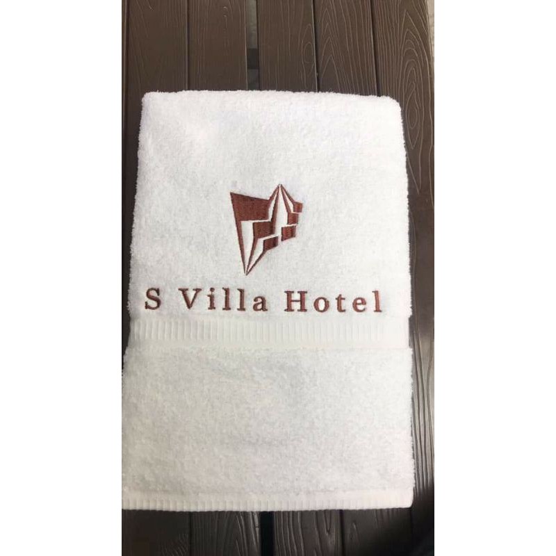 KHĂN TRẮNG KHÁCH SẠN DÀY  DỆT THÊU LOGO KHÁCH SẠN THEO YÊU CẦU, COTTON HÚT NƯỚC TỐT, MỀM MẠI