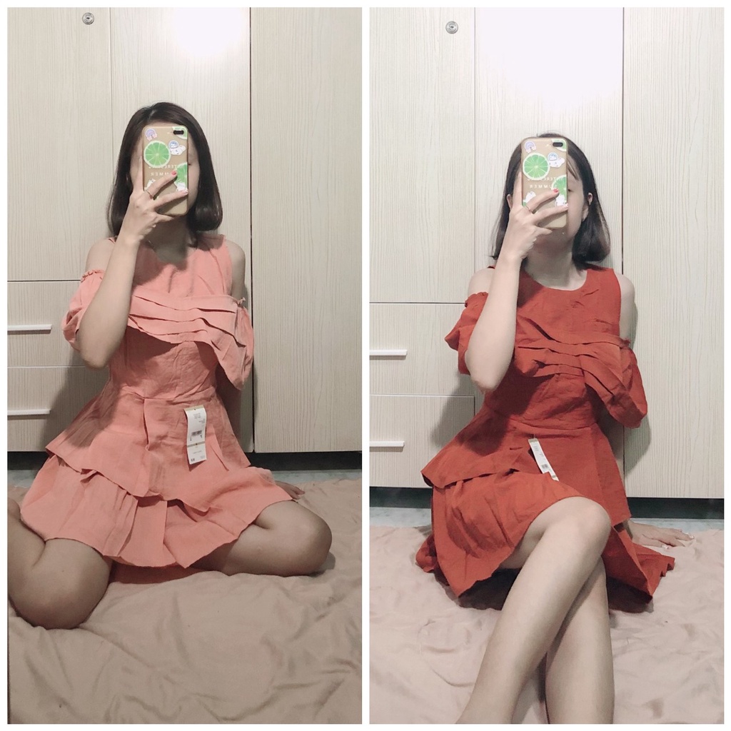 Set áo trễ vai phối chân váy xòe