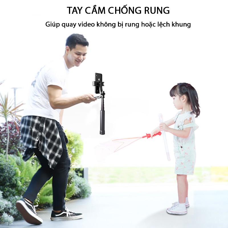 Gậy quay livestream, tiktok, chụp hình tự sướng, selfie có gimbal chống rung khi quay, rút gọn mở rộng lên đến 1 mét 6