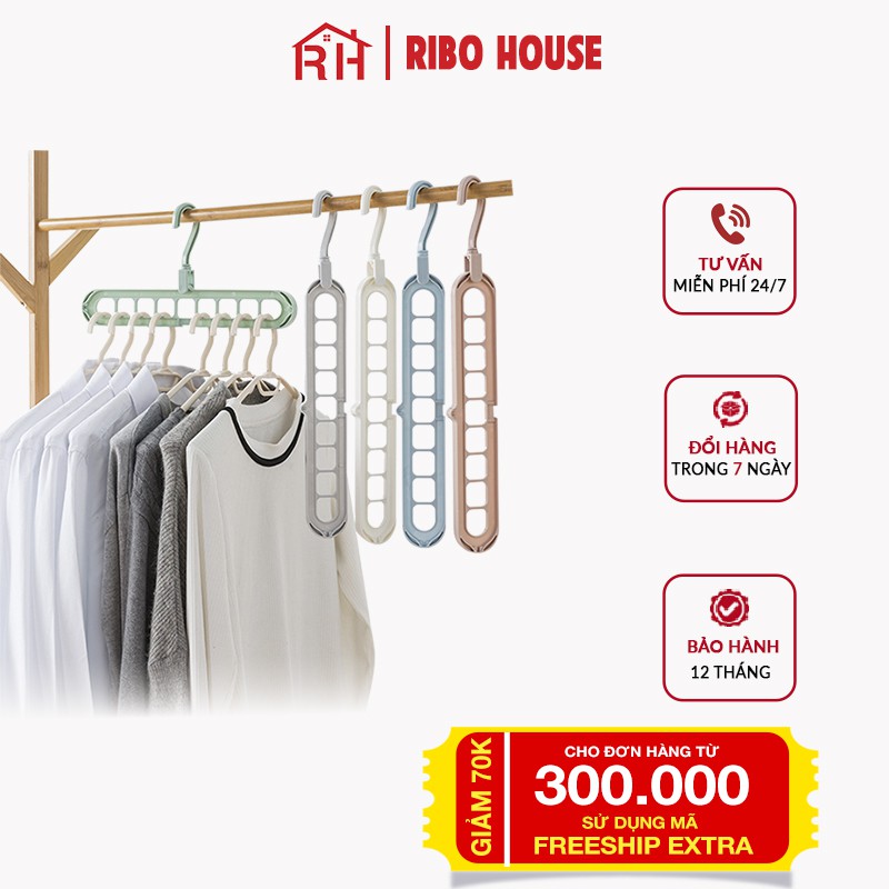 Móc treo quần áo đa năng treo các loại áo thun , sơ mi , áo phông, quần thun (giao mầu ngẫu nhiên) RIBO80
