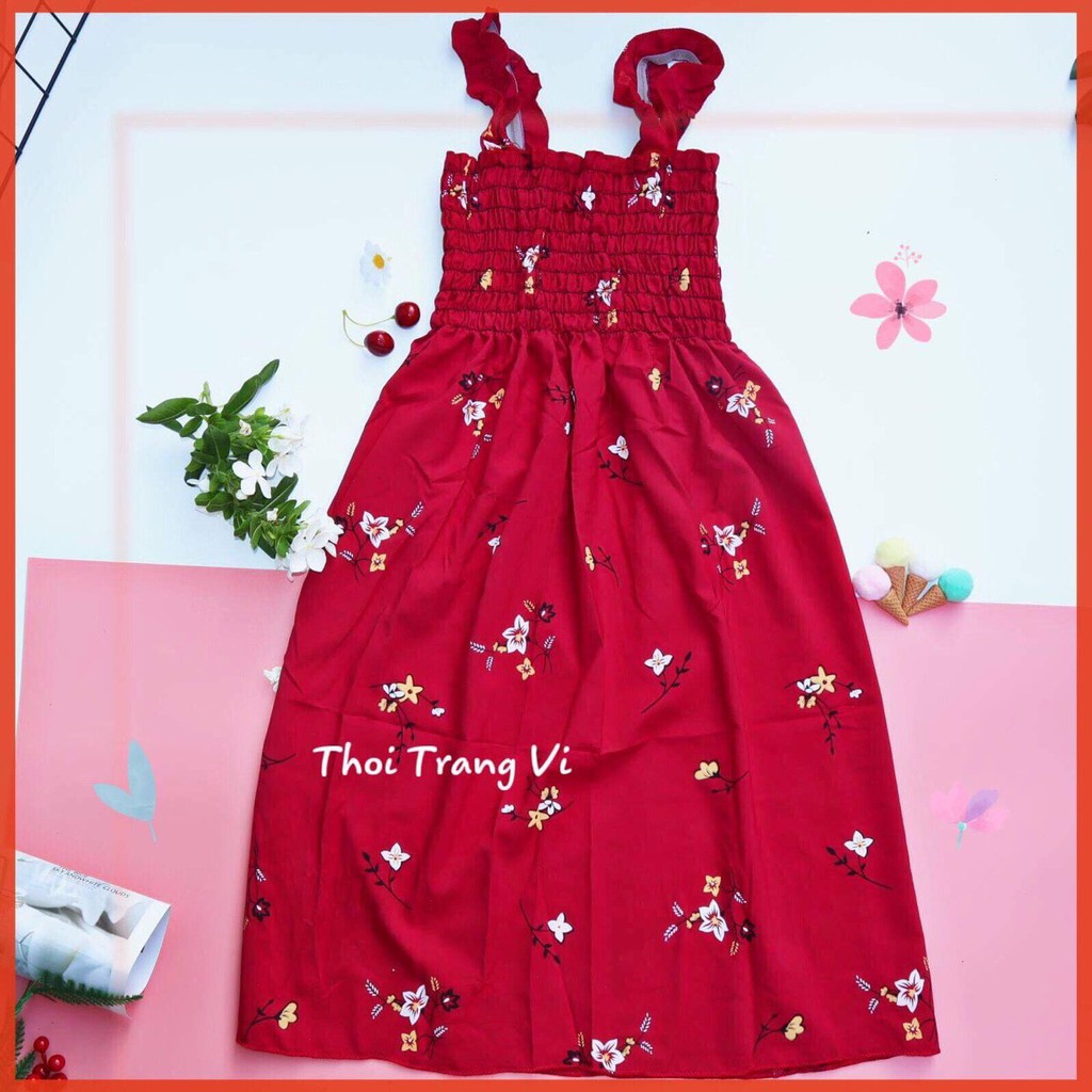 Đầm 2 Dây Hoa Nhúng Thun Co Dãn Thoãi Mái | BigBuy360 - bigbuy360.vn