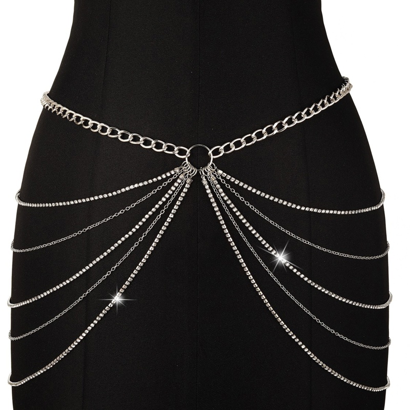 Body Chain Waist Chains with Long Tassel Decor Party Night Club Body Shinning Jewelry Accessories for Women and Girls