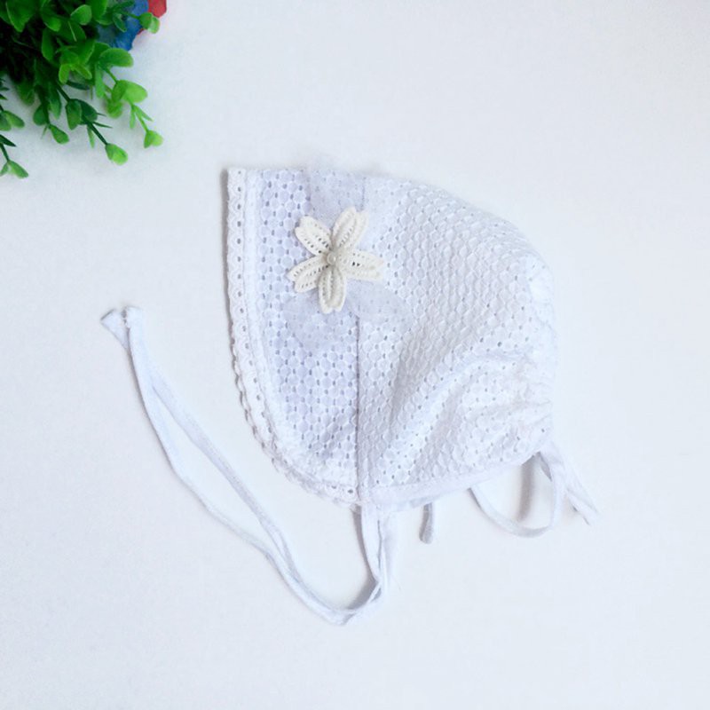 Nón chất Cotton phối ren hoa phong cách công chúa cho bé gái