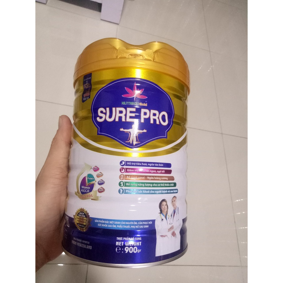 Sữa SURE PRO 900g dành cho người già yếu cần phục hồi sức khỏe sau ốm, phẫu thuật, phụ nữ sau sinh - Nutrikidgold