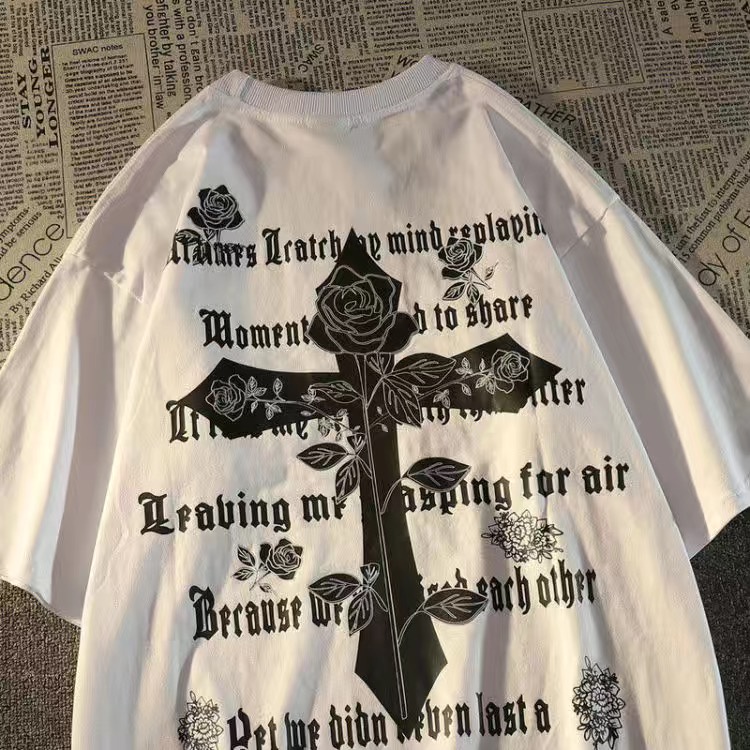 Áo Thun In Hình Ngọn Lửa Phong Cách Gothic Đường Phố Thời Trang Mùa Hè Cho Nữ