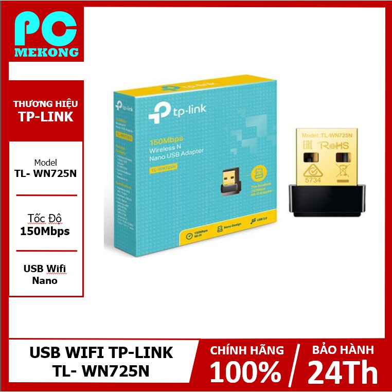 USB Wifi TP-Link TLWN725N-Chuẩn N Tốc Độ 150Mbps - Hàng Chính Hãng