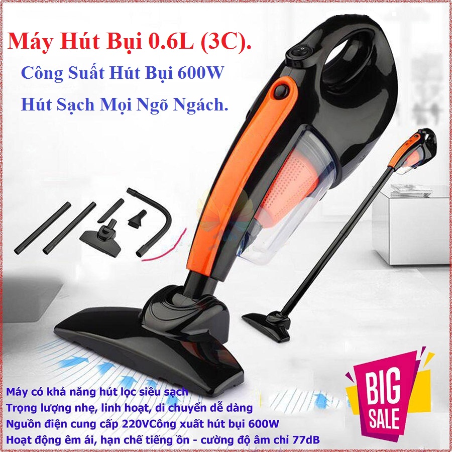 Máy hút bụi 0.6L (3C) Công Suất Hút Bụi 600W, Hút Nhiều Bụi Bẩn, Thiết Kế Nhỏ Gọn Dễ Dàng Di Chuyển