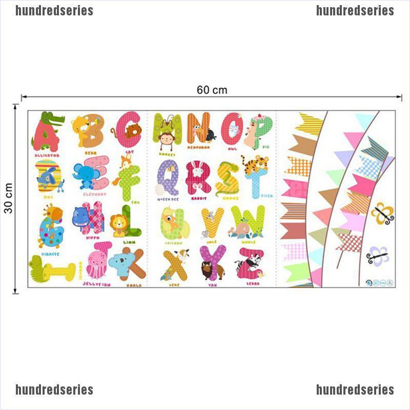 [Hundred] Cartoon Animal Alphabet Wall Stickers Removable Baby Nursery Decals Home Decor [Series]