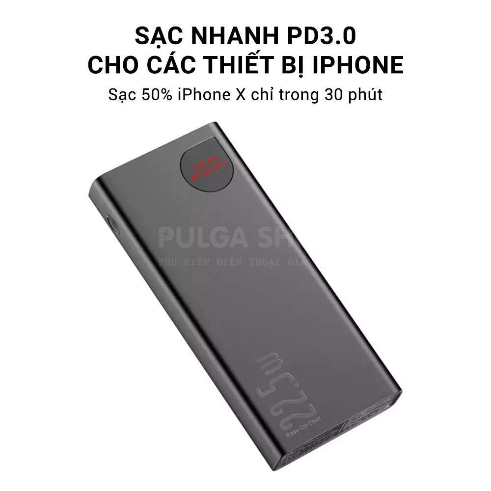 Pin Sạc Dự Phòng Sạc Nhanh 22.5W Baseus Dung Lượng 20000mAh Hỗ Trợ PD3.0/QC3.0 Cho Iphone Samsung Xiaomi Huawei Oppo