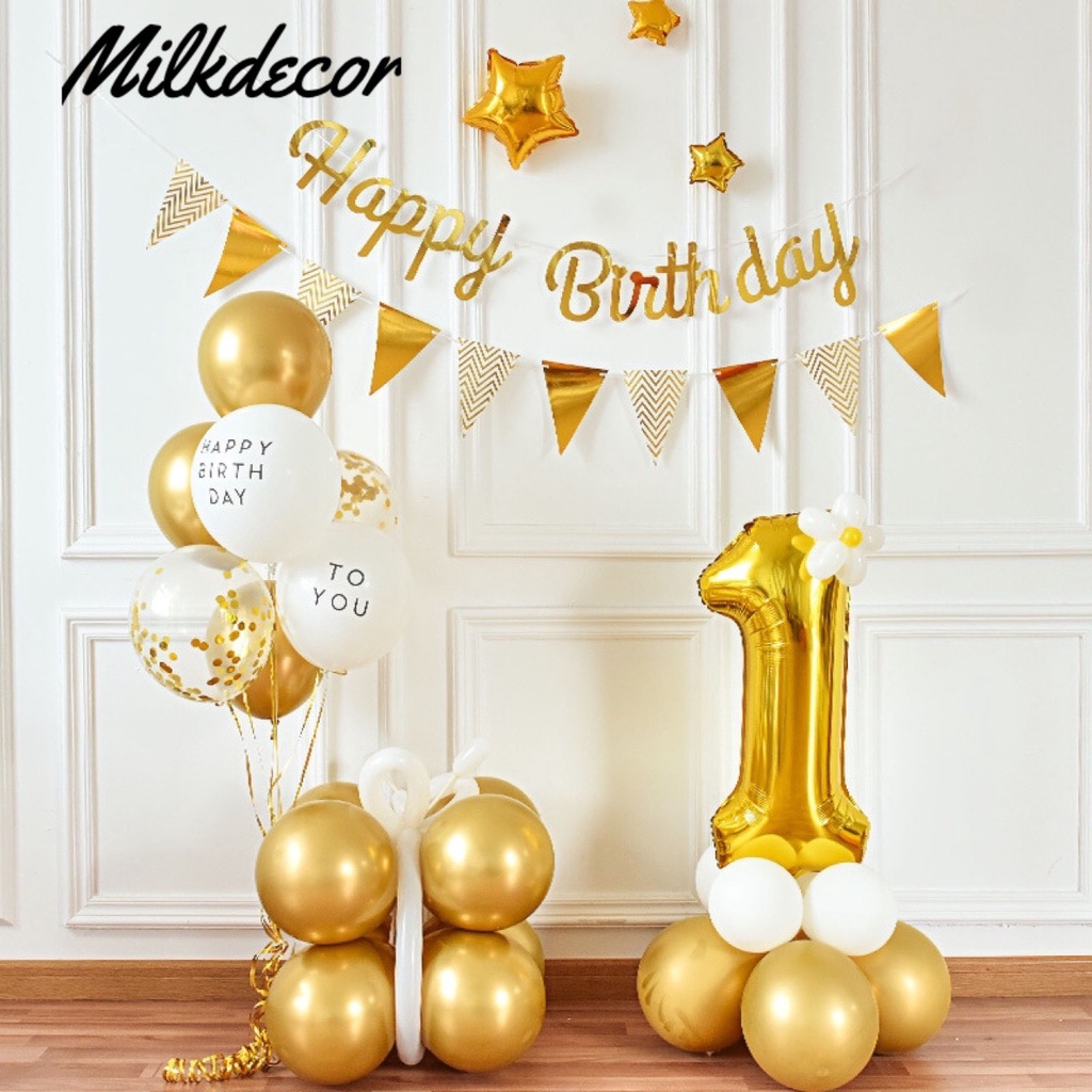 Set Bóng Trang Trí Sinh Nhật Tự Trang Trí MS781 Chọn Màu Bạc/ Vàng Mẫu Hót Nhất 2021