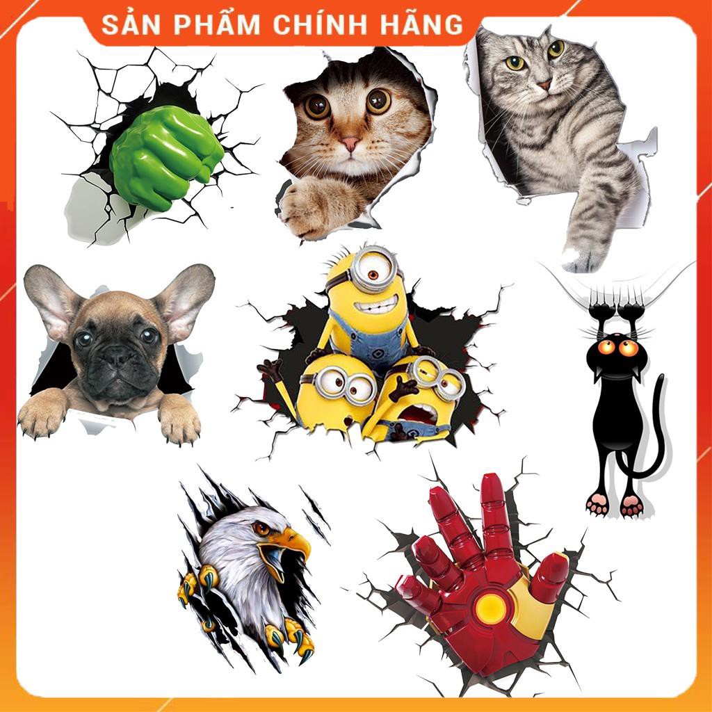 Decal Hoạt Hình 3D Trang Trí Ô Tô Xe Hơi Xe Máy Độc Đáo, che vết xước trên Sơn [Free Ship]