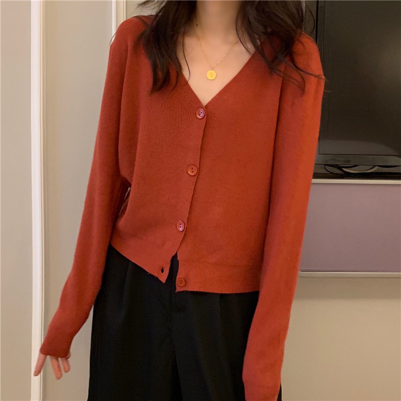 Áo cardigan tay dài cổ chữ V thời trang Hàn Quốc cho nữ 1HIT_Unisex | WebRaoVat - webraovat.net.vn