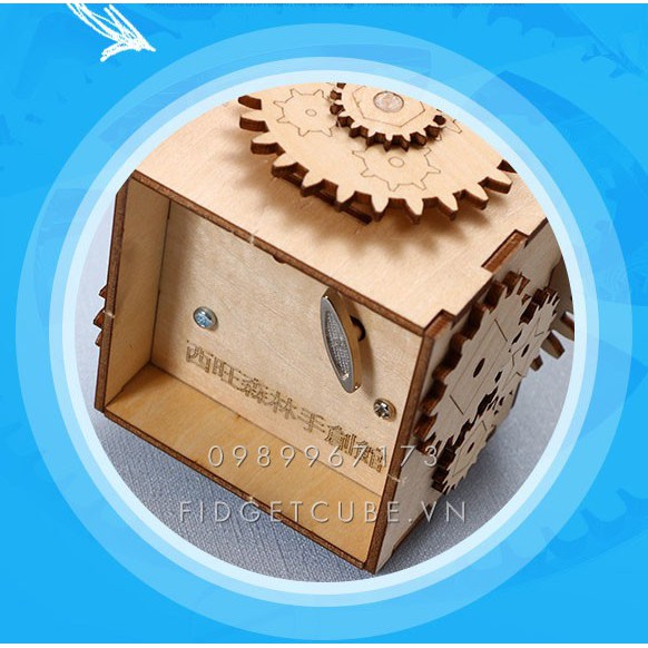 Bộ Lắp Ráp Hộp Nhạc Gỗ Hình Chó Xoay và Phát Nhạc