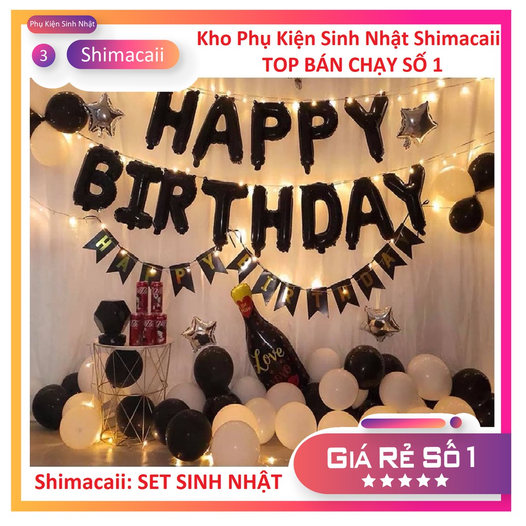 COMBO TRANG TRÍ SINH NHẬT TÔNG ĐEN CÁ TÍNH