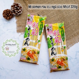 Mì somen rau củ ngũ sắc Nhật 320g - 1 bó lẻ 80g cho bé ăn dặm