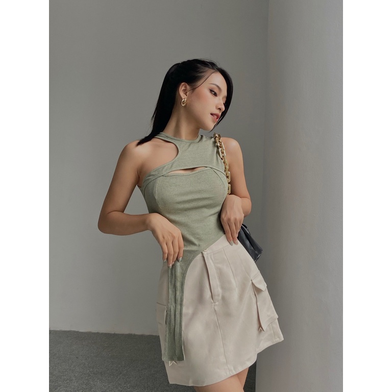 Chân váy kaki túi hộp beige BLMDE