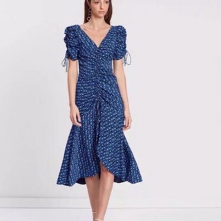 Đầm ZARA xanh ai cập, tiểu thư họa tiết hoa nhí siêu xinh
