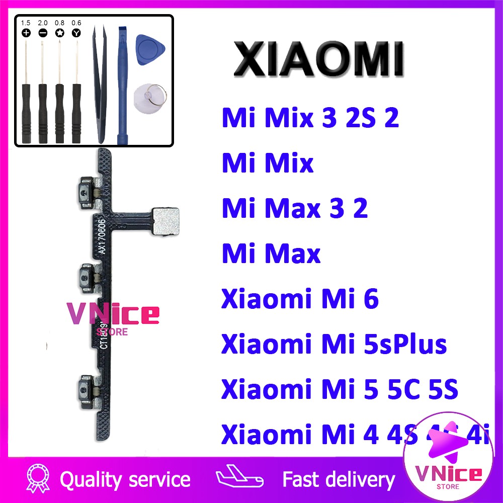 Tắt tiếng / Bật nguồn / Âm lượng / Tắt / Cáp XiaoMi Mi 6 5 5C 5S Plus 4 4C 4i 4S Mix 2S Max 3 2 S Power on off