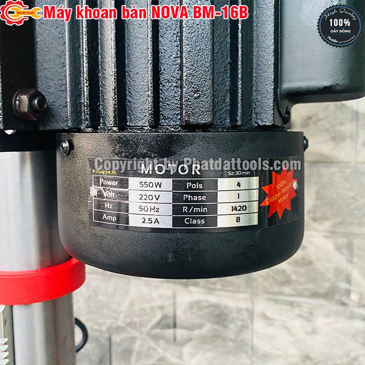 Máy khoan bàn NOVA BM-16B-Đầu kẹp 16mm-Công suất 550W-Bảo hành 6 tháng