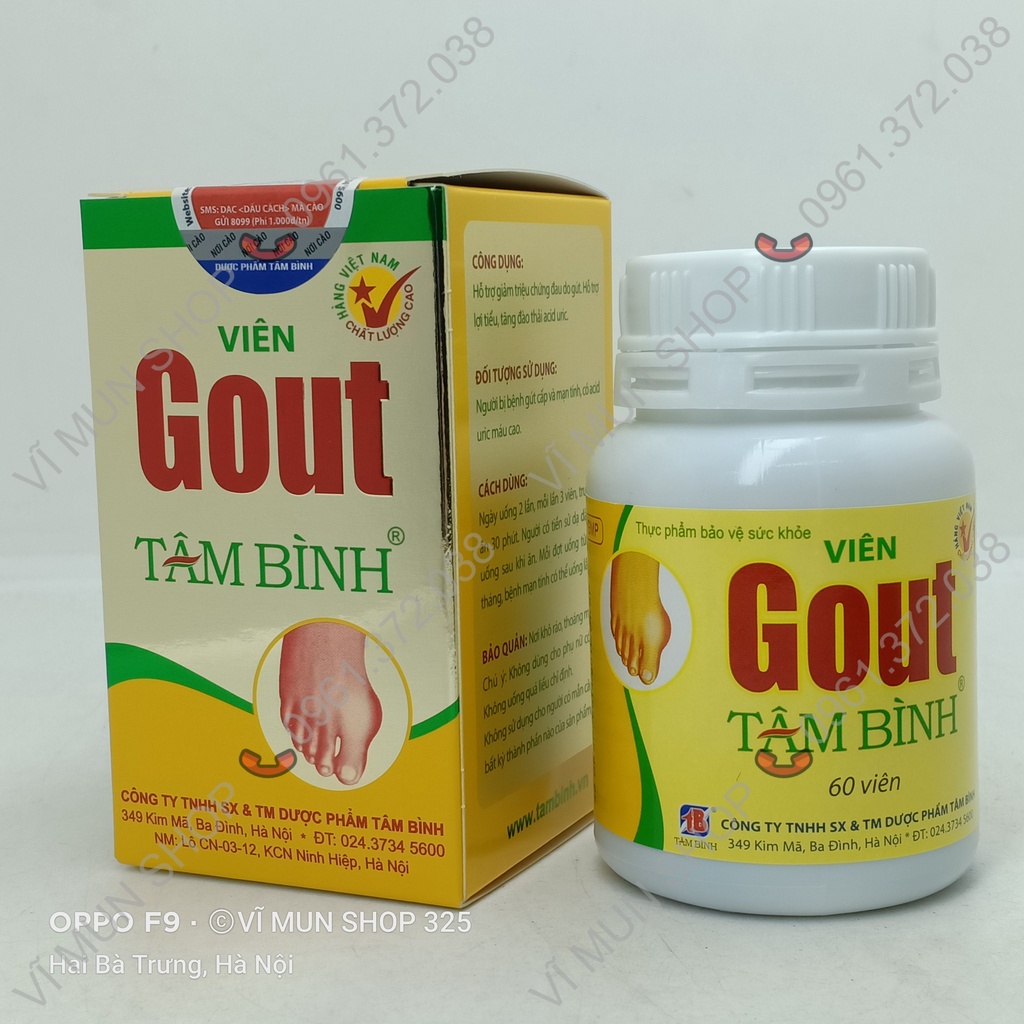 Viên Gout Tâm Bình 60 viên - Hỗ trợ giảm triệu chứng đau do gút