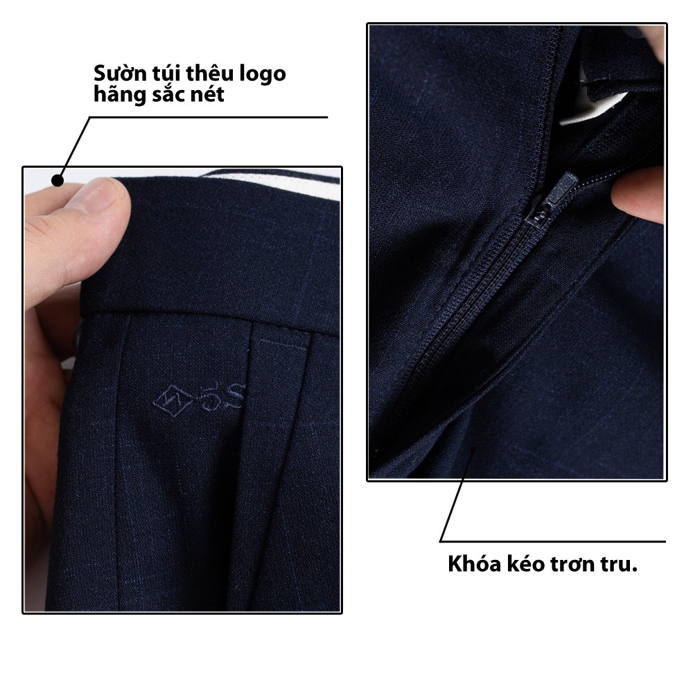 Quần Âu Nam 5S Họa Tiết Kẻ Caro Chìm Màu Xanh Xám,  Dáng Ôm Vừa, Ít Nhăn, Thoáng Mát, Co Giãn Nhẹ(QAU0406S1XAX) | BigBuy360 - bigbuy360.vn