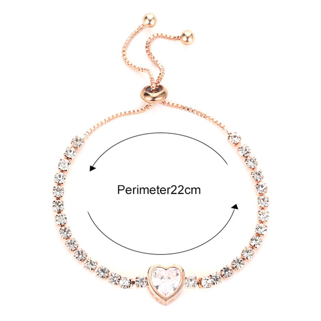 Vòng tay đính đá zircon hình trái tim xinh xắn cho nữ