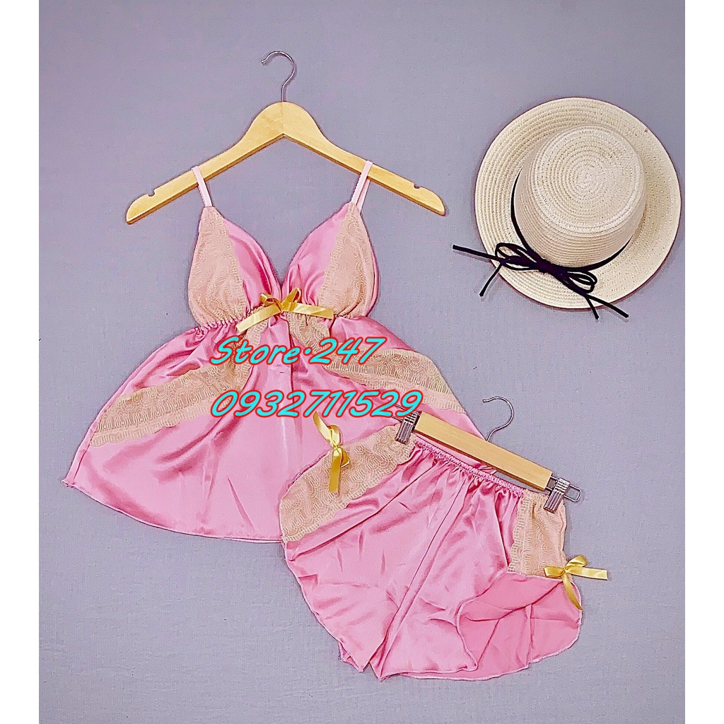 BỘ NGỦ SEXY SATIN CÓ MÚT SIZE DƯỚI 55KG | BigBuy360 - bigbuy360.vn