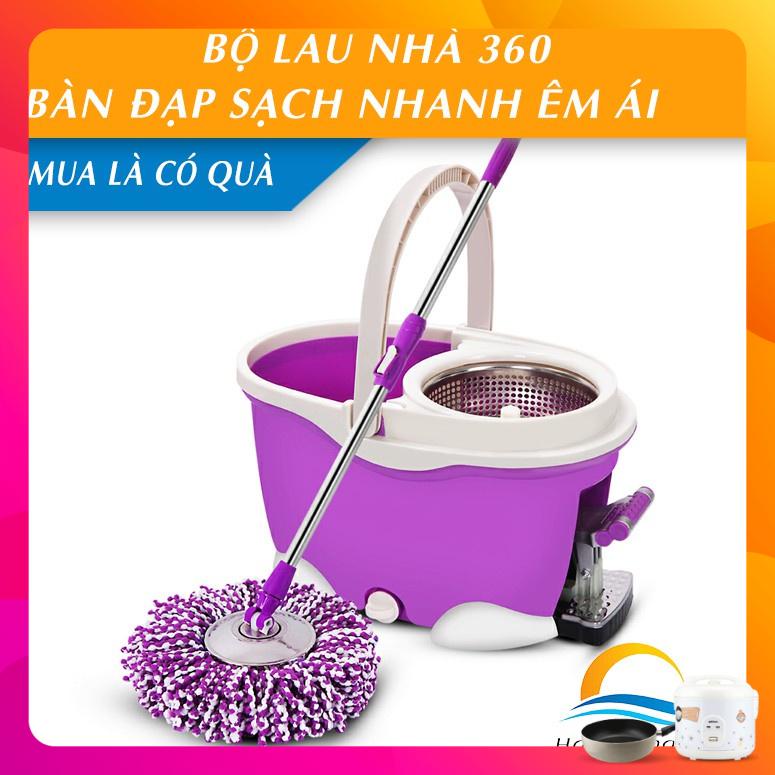 Bộ lau nhà 360 độ Thái Lan tự vắt Spin Mop Plus bàn đạp chân giặt vắt nhanh chóng hàng cao cấp