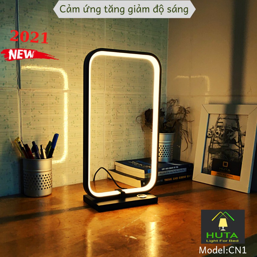 Đèn Ngủ Đèn Bàn Làm Việc Cảm Ứng Hiện Đại, Nhôm, Led 18W Ánh Sáng Vàng, Dùng Decor Để Phòng Khách, Phòng Ngủ -DE CHUNHAT