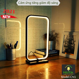 Đèn ngủ đèn bàn làm việc cảm ứng hiện đại, nhôm, led 18w ánh sáng vàng, dùng decor để phòng khách, phòng ngủ -de chunhat