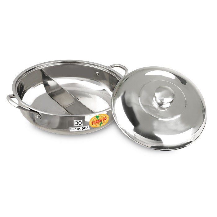 Nồi Lẩu 2 Ngăn Inox 304 Thành Đô Tặng 1 Bếp Cồn Inox Cao Cấp