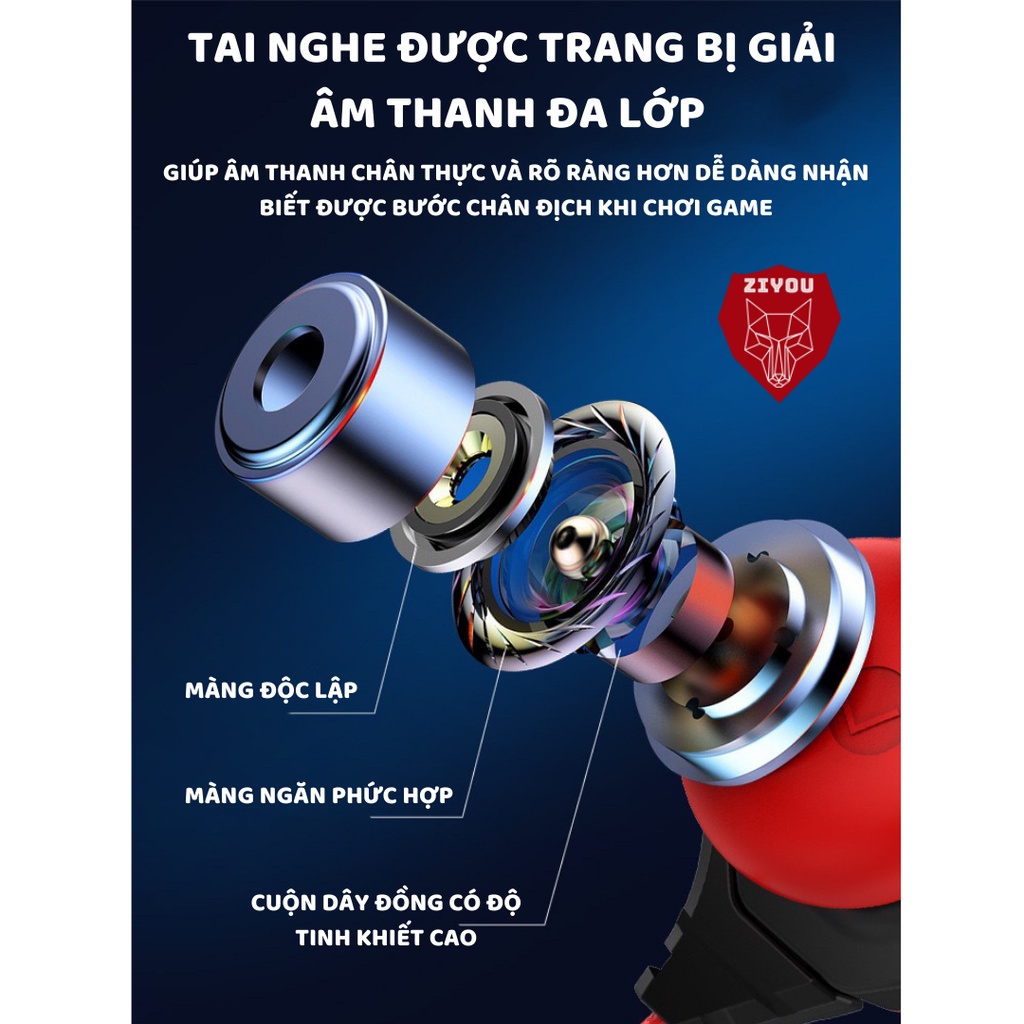 Tai nghe có dây chống ồn cao cấp ZIYOU G10 gaming có mic rời tiện lợi dùng cho pc, laptop, điện thoại